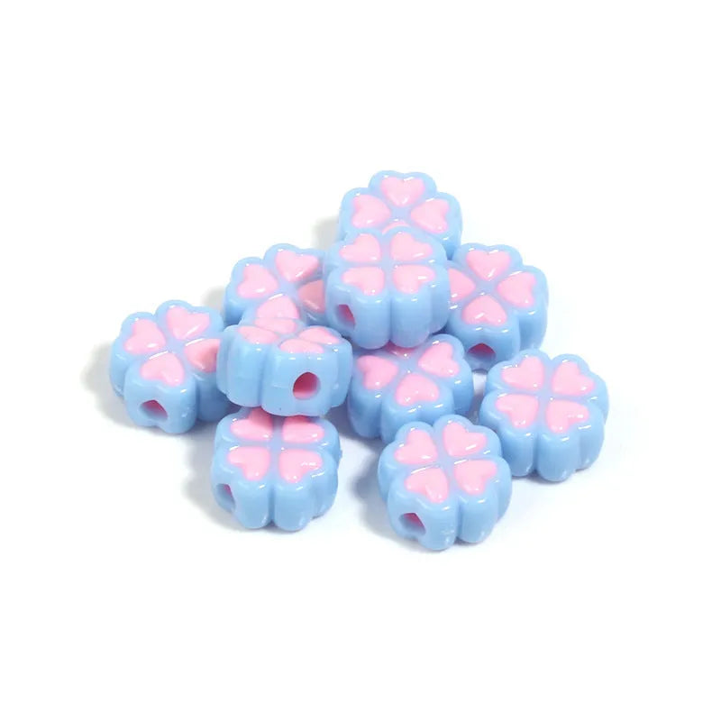 15mm acrylic four-leaf clover love pattern beads in various colours with frosted finish