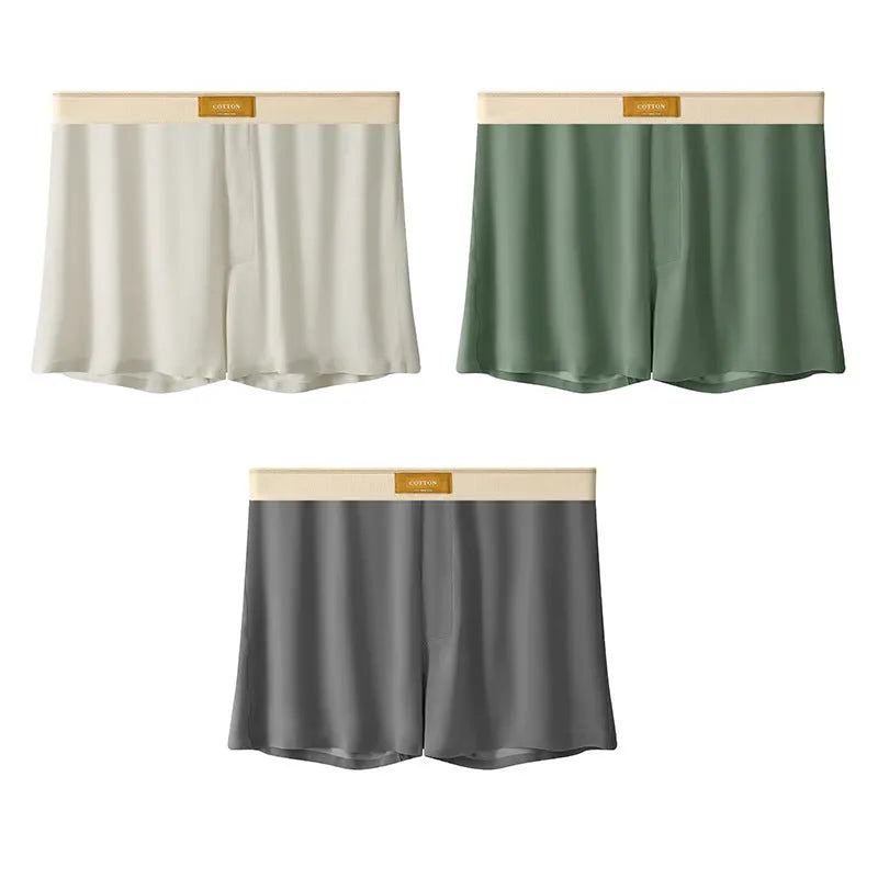 Men's ice silk underwear in solid colours showing loose fit and mid waist design