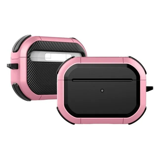 Black TPU and PC protective shell for Apple AirPods and AirPods Pro charging case and earbuds