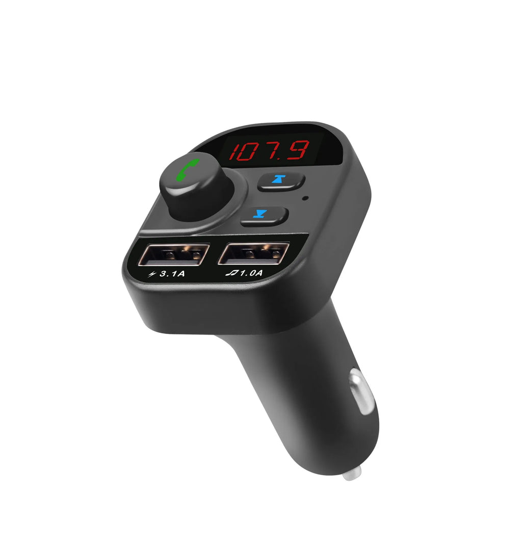 Car MP3 Bluetooth player with 1.1 inch monochrome screen and USB port in black