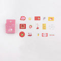 Boxed pack of 45 cartoon paper stickers with 15 patterns in 43x43mm size, featuring cute fruit designs