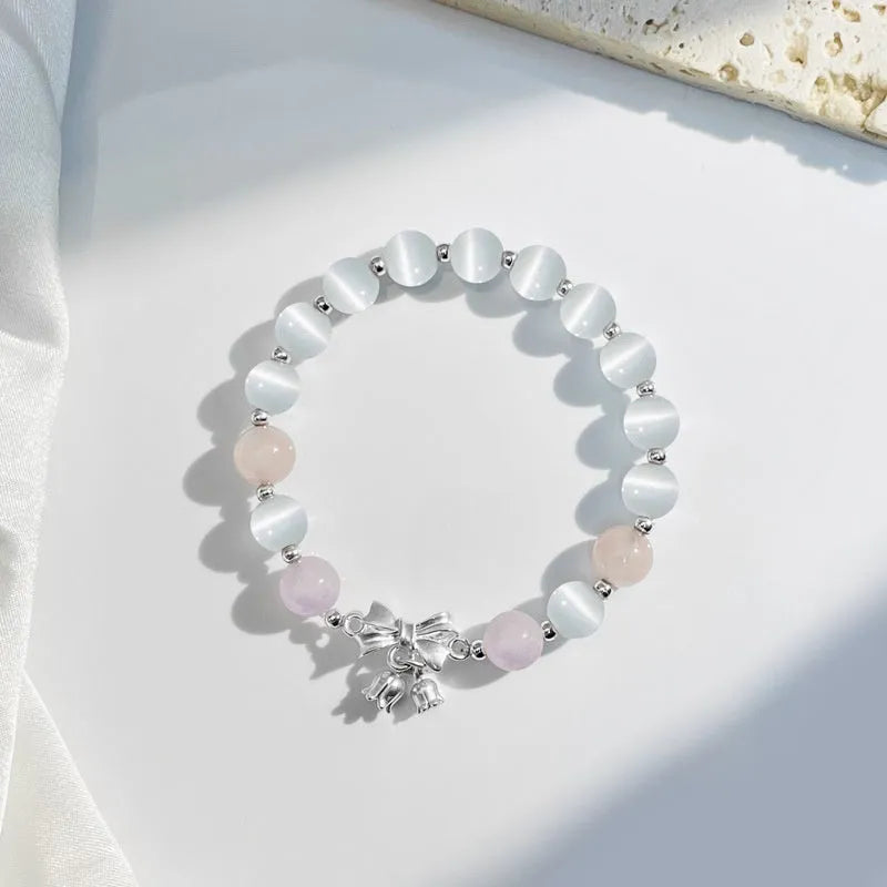 Lavender purple crystal bracelet with bow knot design for women