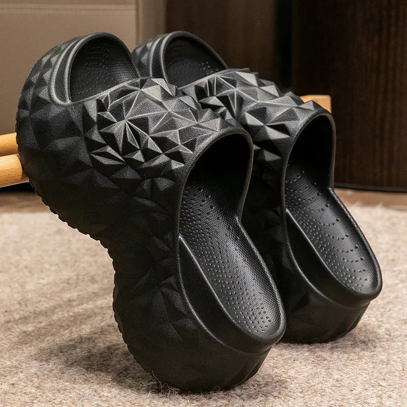 Women's Eva high heel slippers with thick sole in khaki, black or white colour options