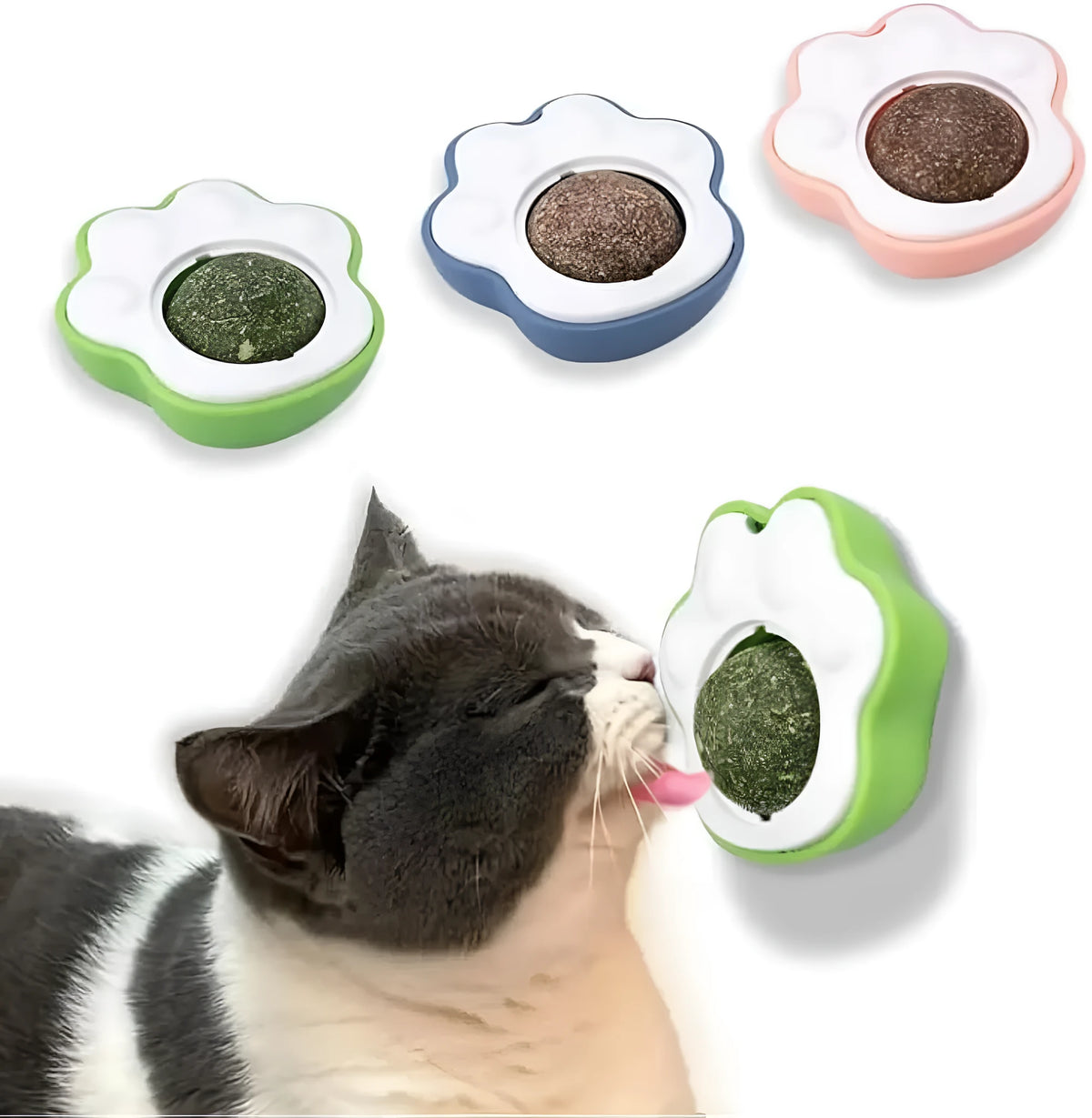 Catnip mouse toy in Blue, Green, and Pink plush fabric with catnip fill, 45x33x50 mm for cats