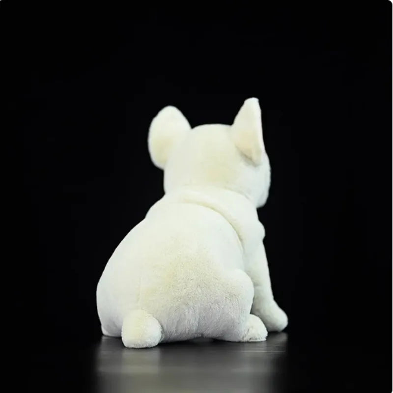 Cream French dog plush toy standing, 23 cm tall, with soft plush fur and PP cotton filling