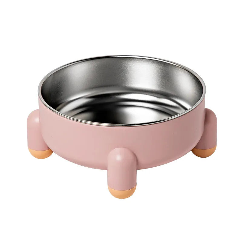 Green stainless steel pet bowl with non-slip base and high foot design for dogs and cats