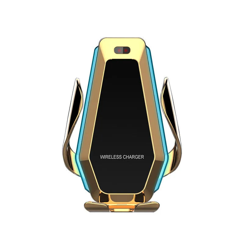Gold induction car phone holder wireless charger bracket with Type-C input on car vent