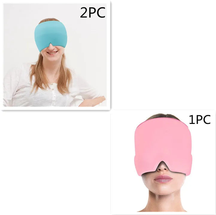 Elastic cloth gel eye mask for headache relief in black, pink or sky blue colours