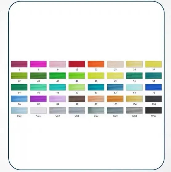 Set of double-headed alcohol oily colour markers with round and inclined nibs for professional art and design work.