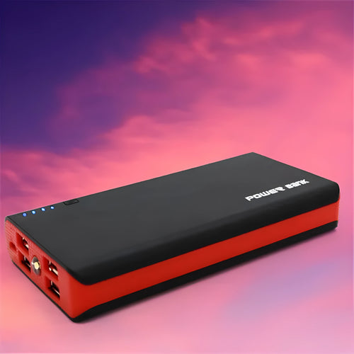 20000mAh portable power bank in multiple colours, showing compact 145mm design.