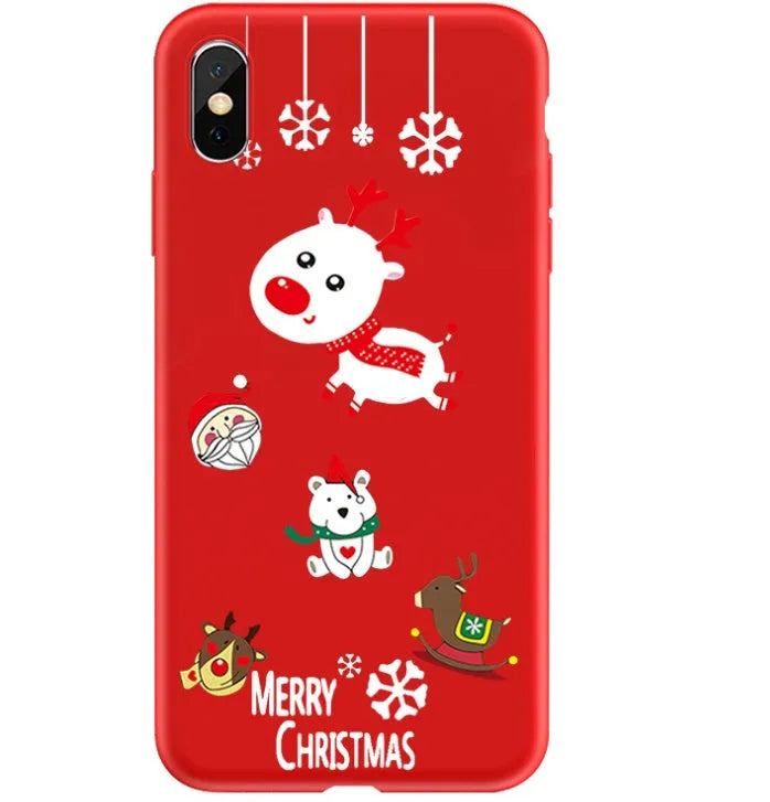Christmas-themed painted back cover case for iPhone models 6 through XS Max.