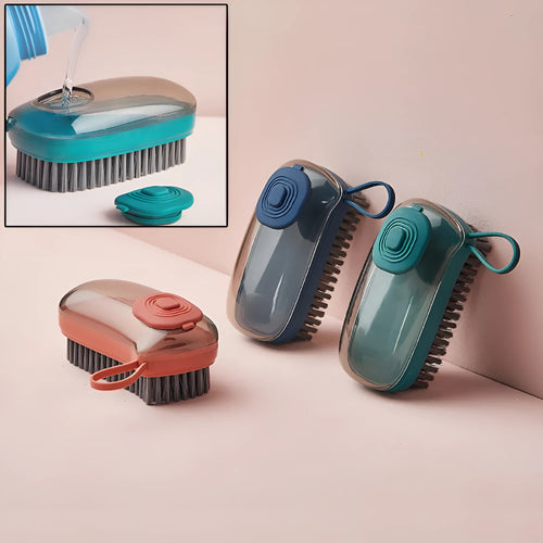 Blue automatic liquid cleaning brush with ergonomic grip for shoes and household cleaning