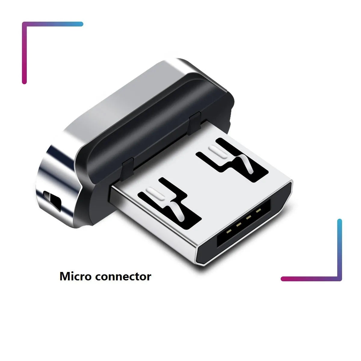 3A fast charge magnetic charging head in black and silver, 0.2m length, for Android Type-C devices