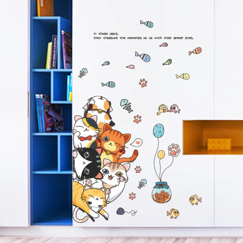 PVC cat Jiaraohan decorative door sticker 60x90cm modern simplicity for children's room