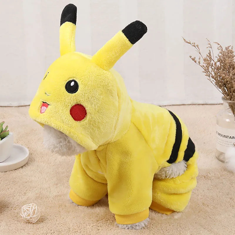 Cartoon character fleece cat coat with hoodie for autumn winter wear