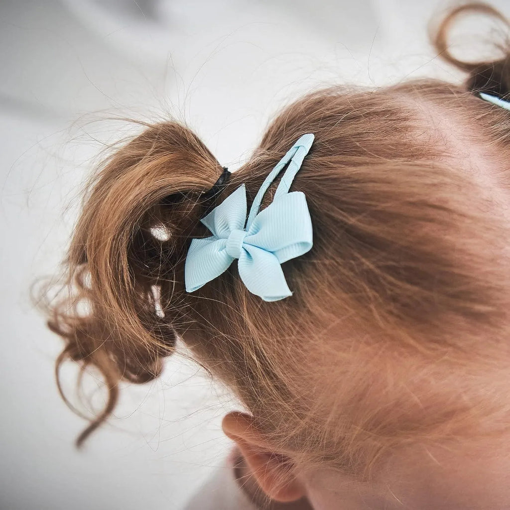 40PCS grosgrain ribbon baby hair bows with fully wrapped snap clips in pinwheel design