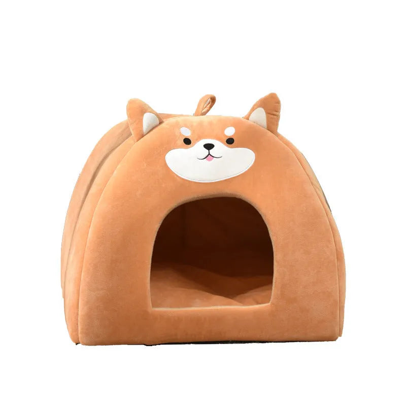 Cloth cat bed with removable cover available in three sizes for indoor use
