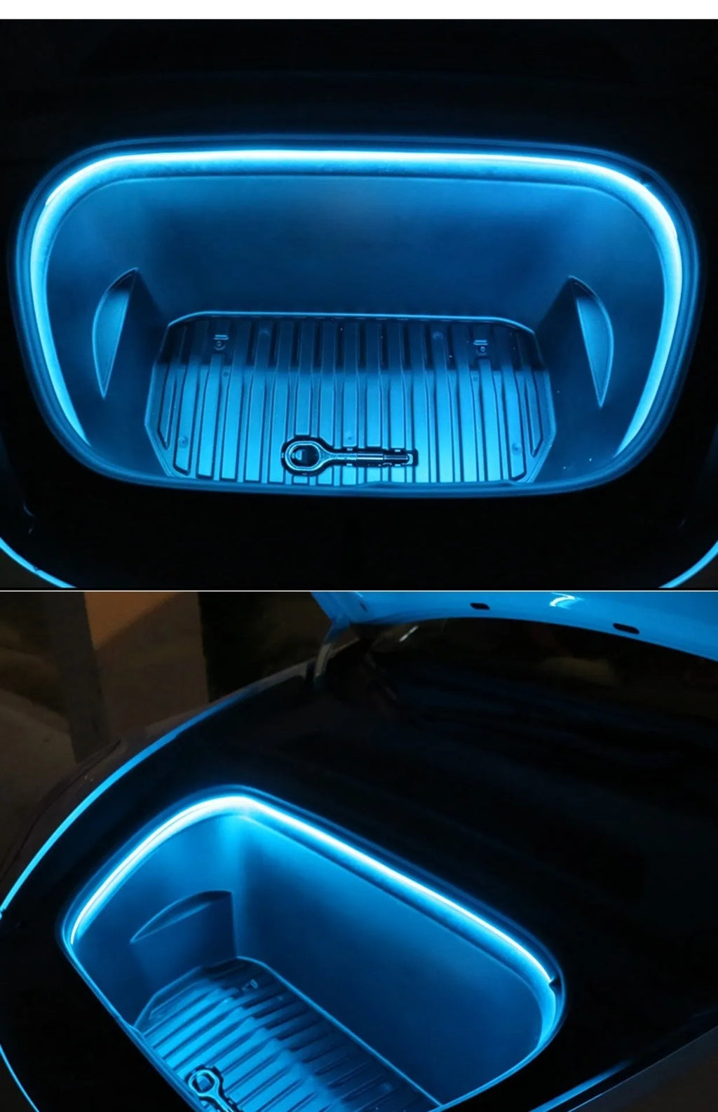 Tesla Model 3 Y front dashboard ambience light modification in soft silicone housing