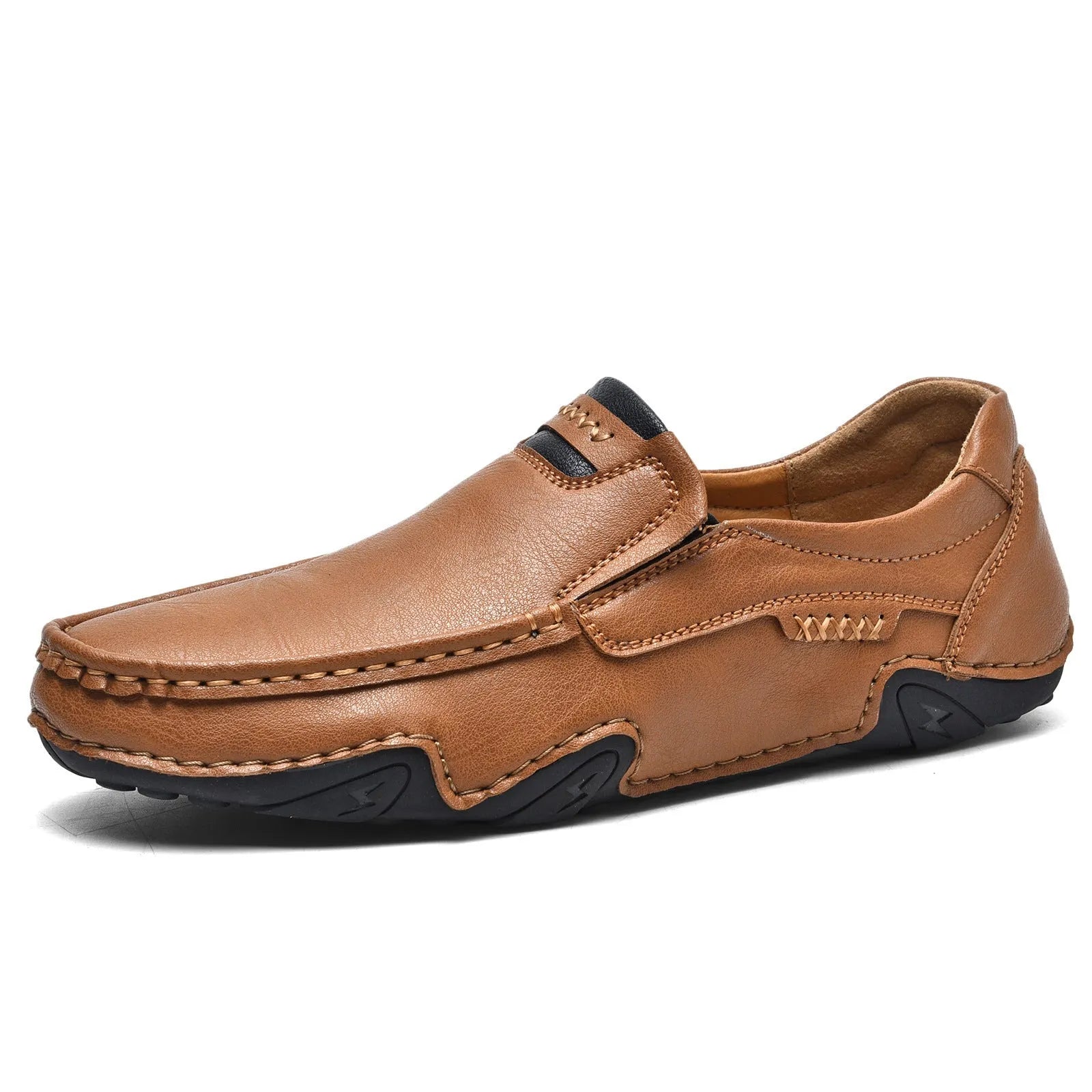 Men's flat casual slip-on loafers in microfiber with leather lining, shown in a choice of colours.