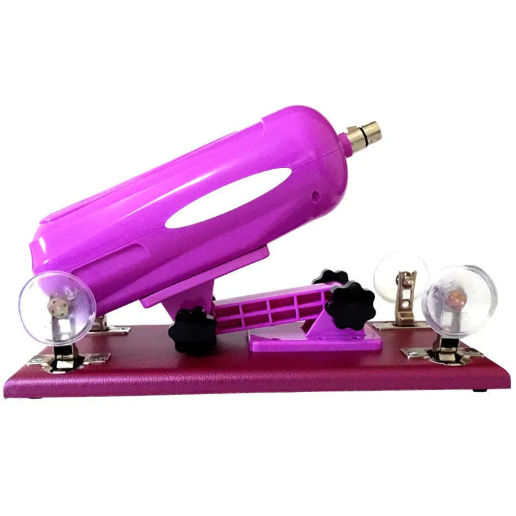 Women's automatic telescopic thrusting sex tool in purple, black, or pink with PVC construction