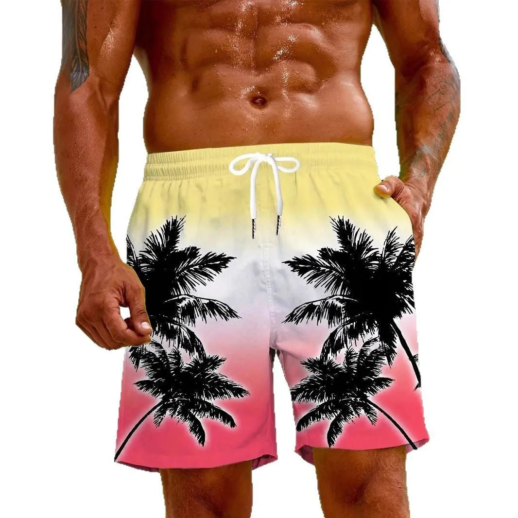 Men's quick-dry polyester swimming trunks with micro-elastic construction in various colour options