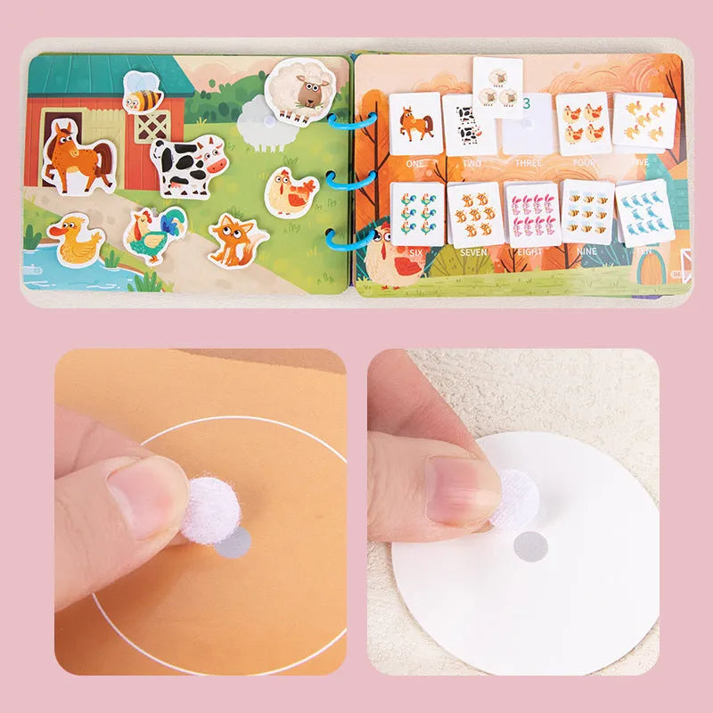 Children's paper animal sticker book Montessori quiet toy farm style 30.5x21.7cm