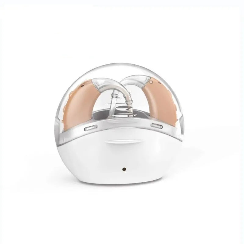 Rechargeable hearing aid for elderly dual-machine wireless ear back beige with USB charger