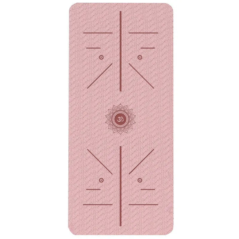TPE non-slip fitness training mat in mint green colour, showing widened 190cm by 70cm dimensions rolled out on a floor.