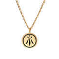 Irish Celtics geometric pendant necklace in stainless steel with gold finish on adjustable chain
