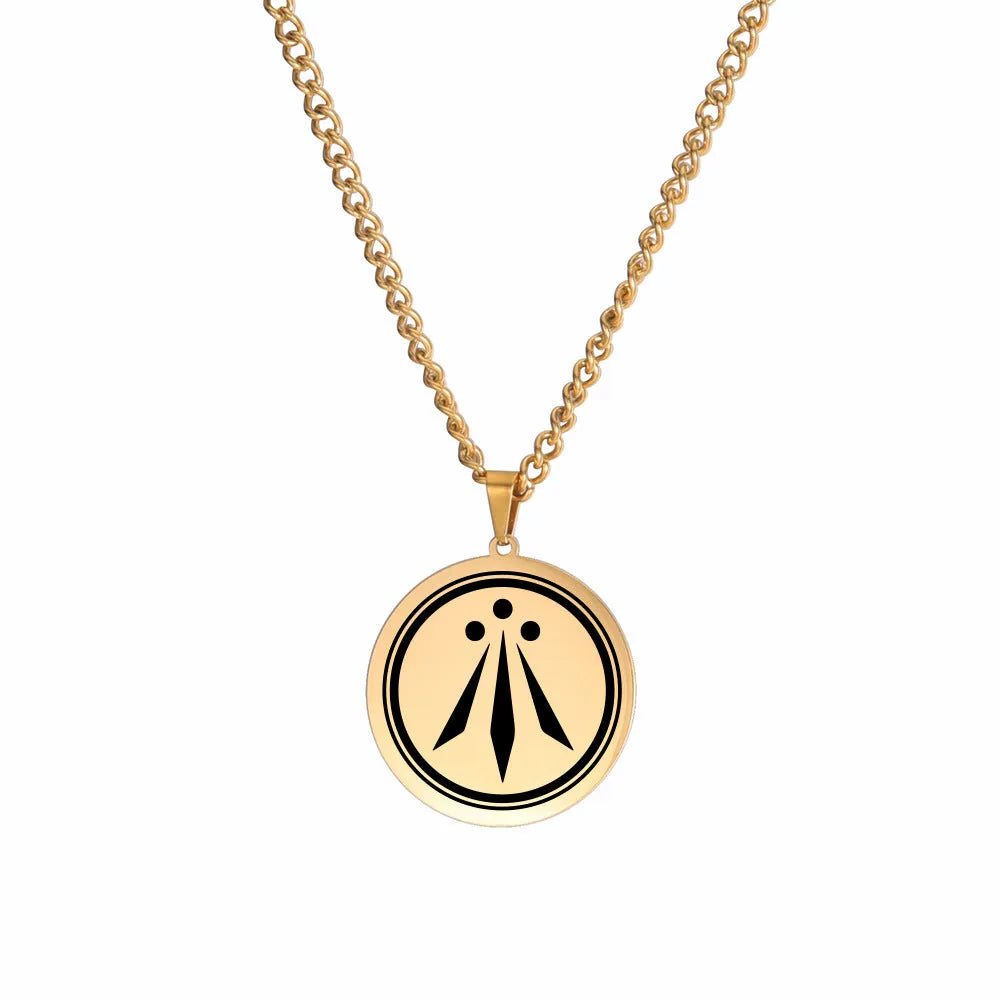 Irish Celtics geometric pendant necklace in stainless steel with gold finish on adjustable chain