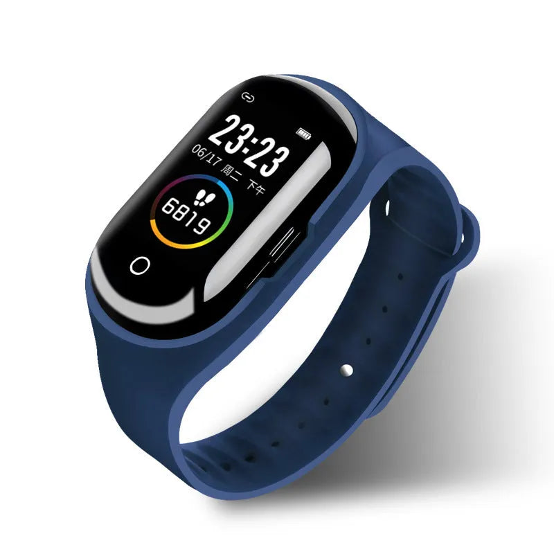Smart bracelet earphone combo wearable device with display screen and silicone wristband