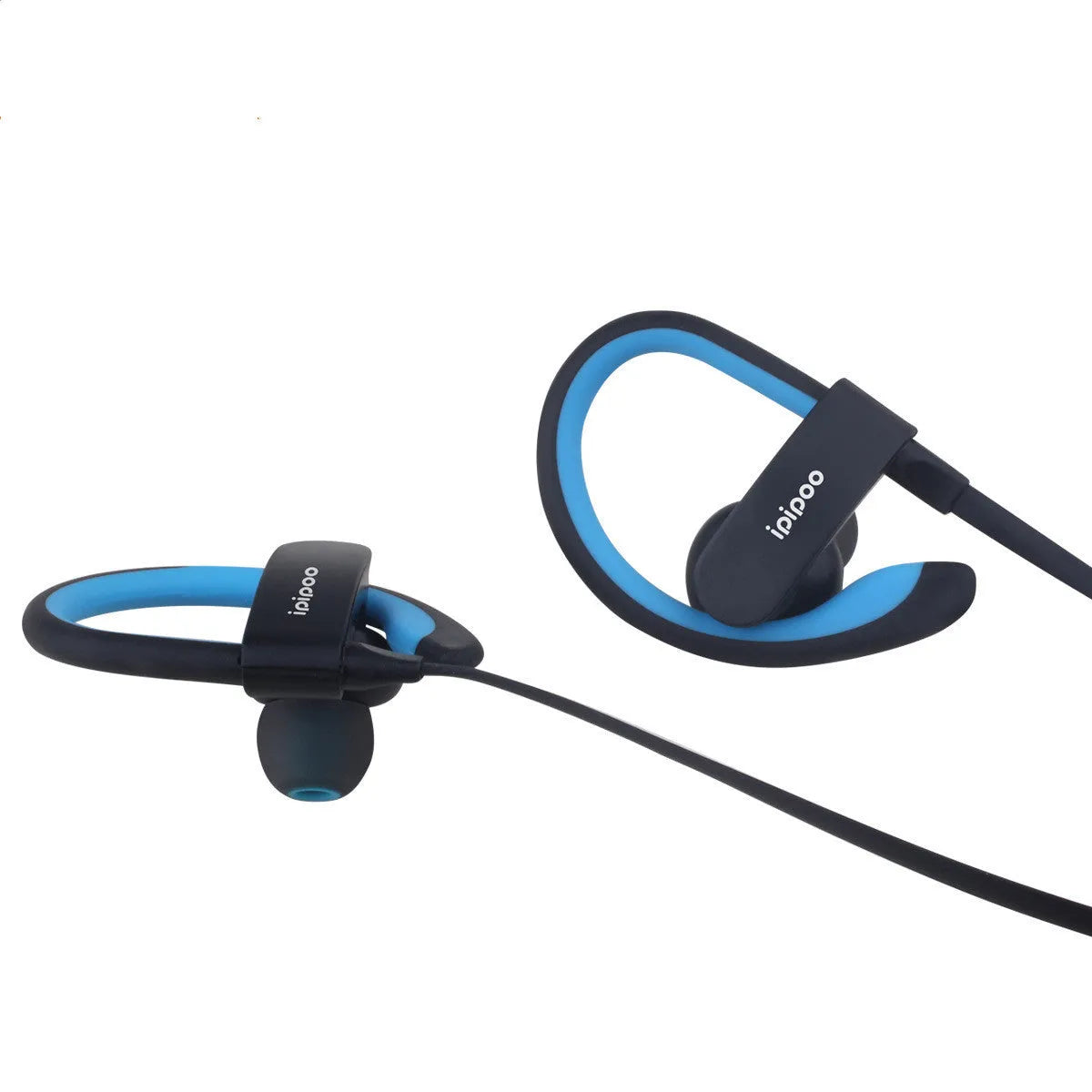 Wireless sports headphones in blue, grey, red, or yellow colours with earplug design.