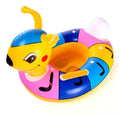 Parent-child PVC inflatable swim ring in green with ant boat pattern for baby and adult pool use