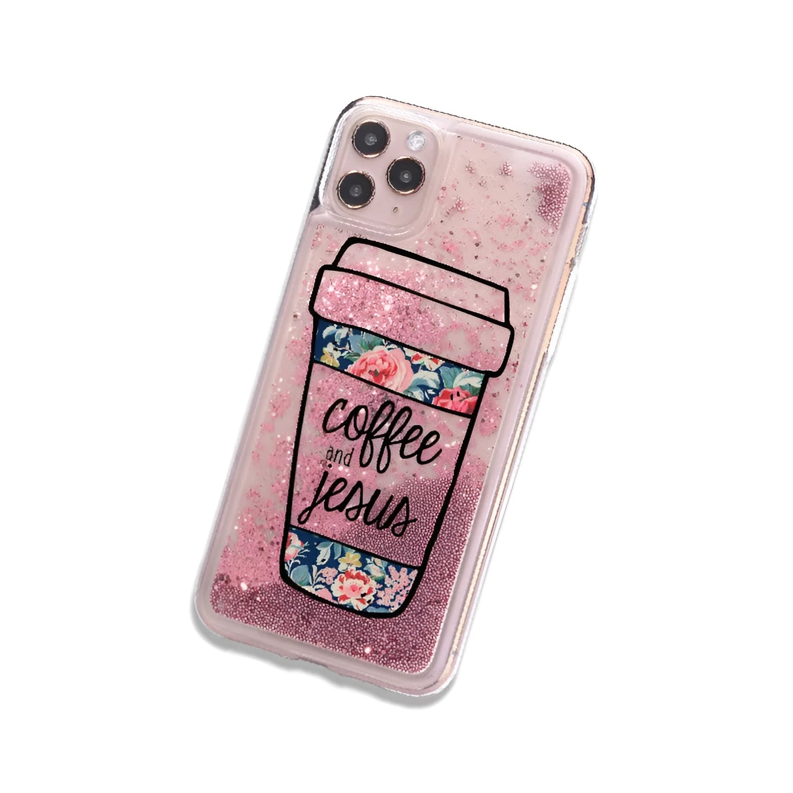 Quicksand beverage TPU phone case for Apple iPhone with moving particles and painted finish