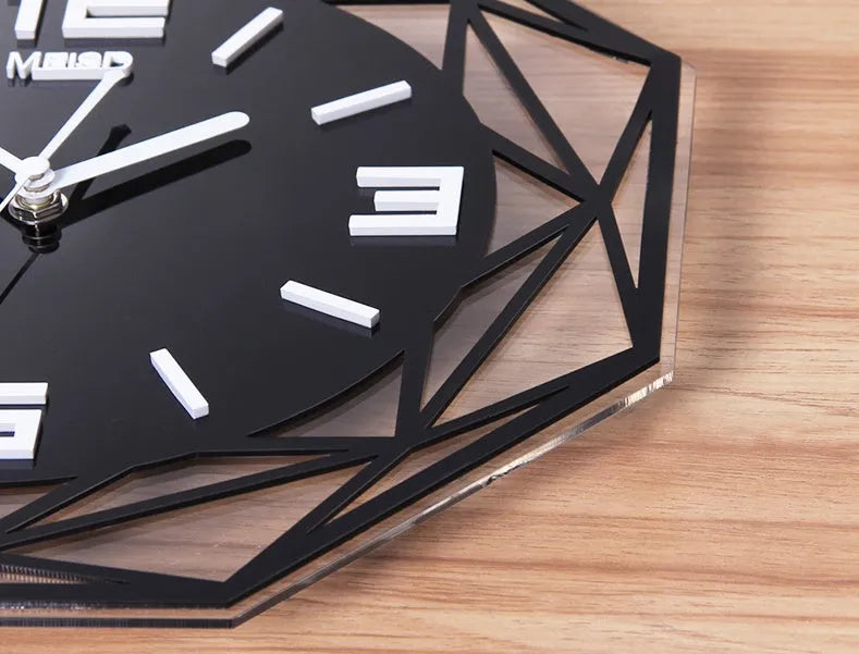 Acrylic wall clock with silent sweeping movement, square shape, green colour, size 40x40cm