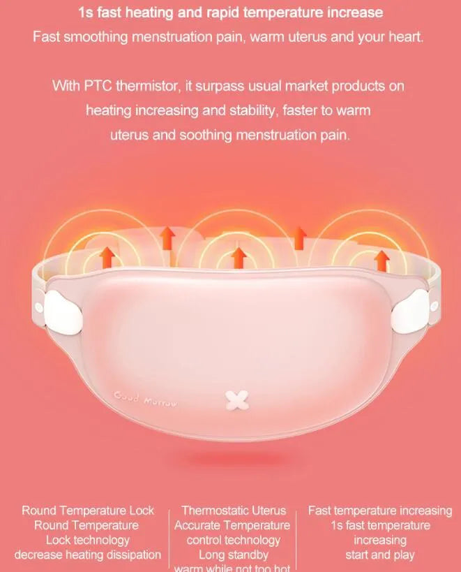 Rechargeable menstrual pain relief belt with three heat settings and three massage speeds, 300 x 150 x 10mm, basic model
