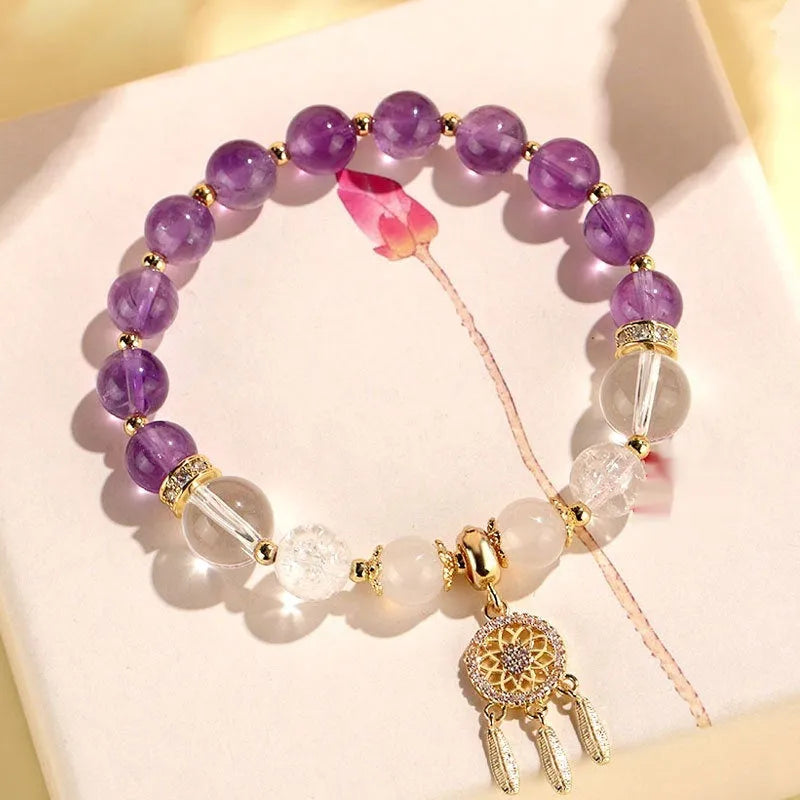 Chinese style crystal tassel bracelet in seven colour variations with electroplated finish and diamond-shaped elements