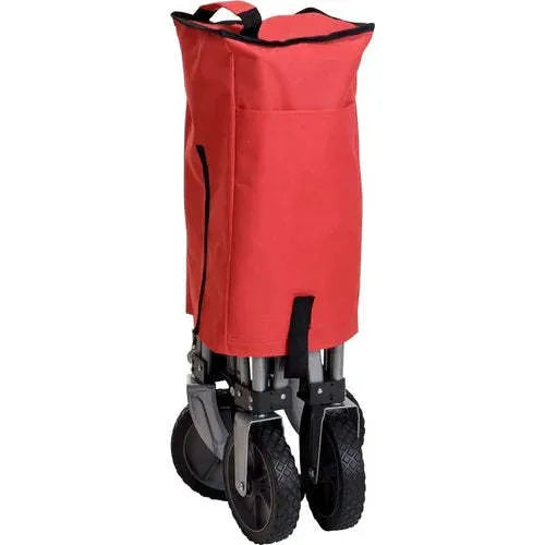 Red four-fold iron camping trolley with brake and 80kg load capacity
