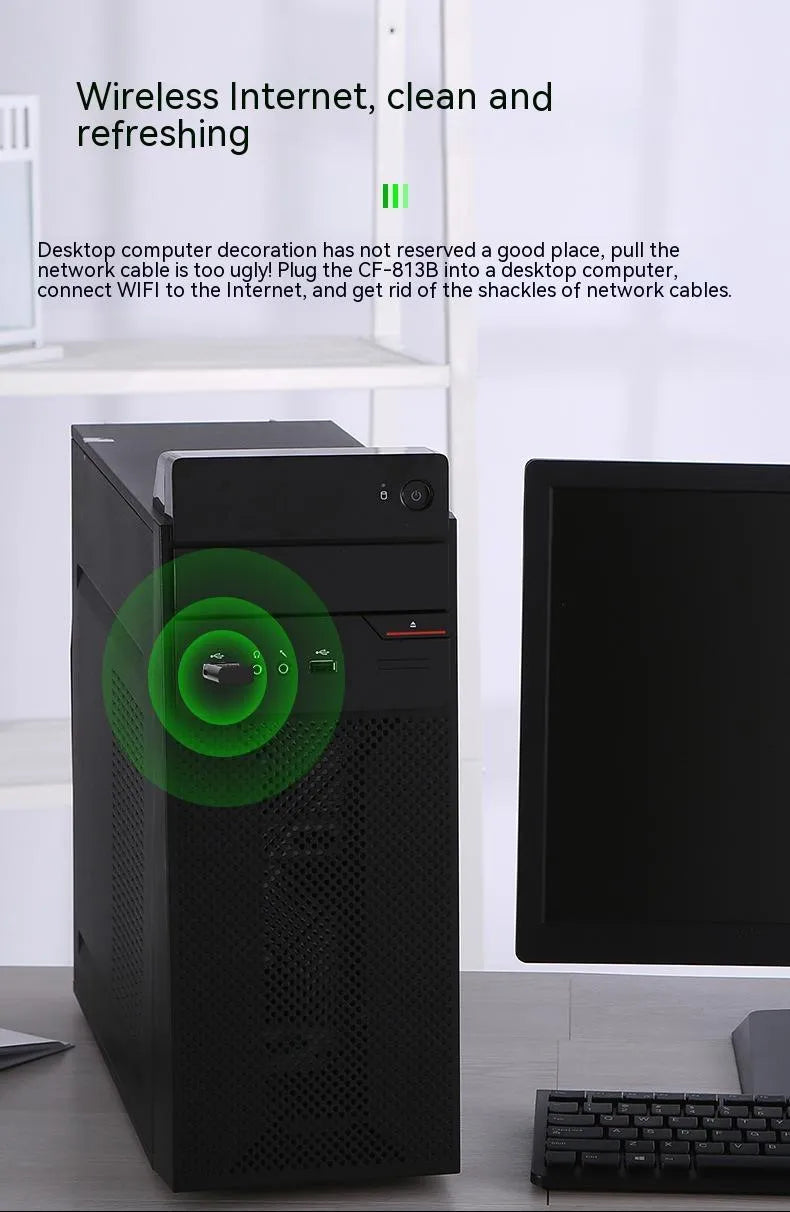 Black USB Bluetooth and network adapter with nickel-plated wolf tooth interface for Windows PC connectivity