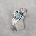 Geometric ellipse ring with zircon in white gold finish for women, size No 8