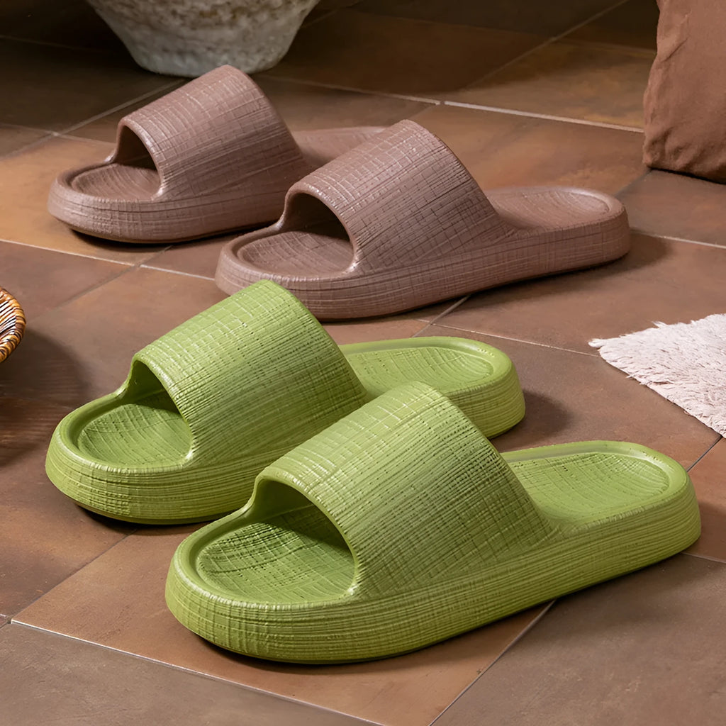 Adult unisex EVA non-slip toe ring slippers in five colours with injection-moulded sole