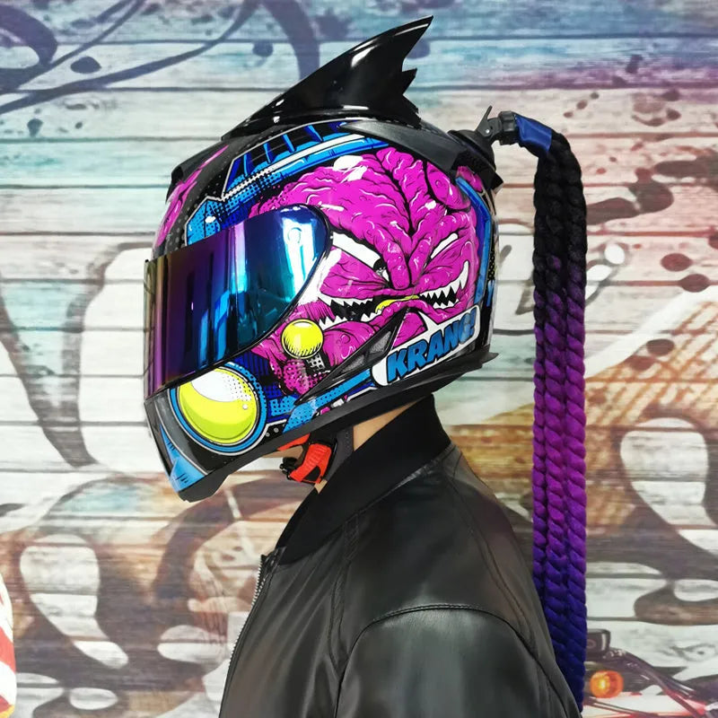 Couples motorcycle helmet full face design in ABS with graphic patterns