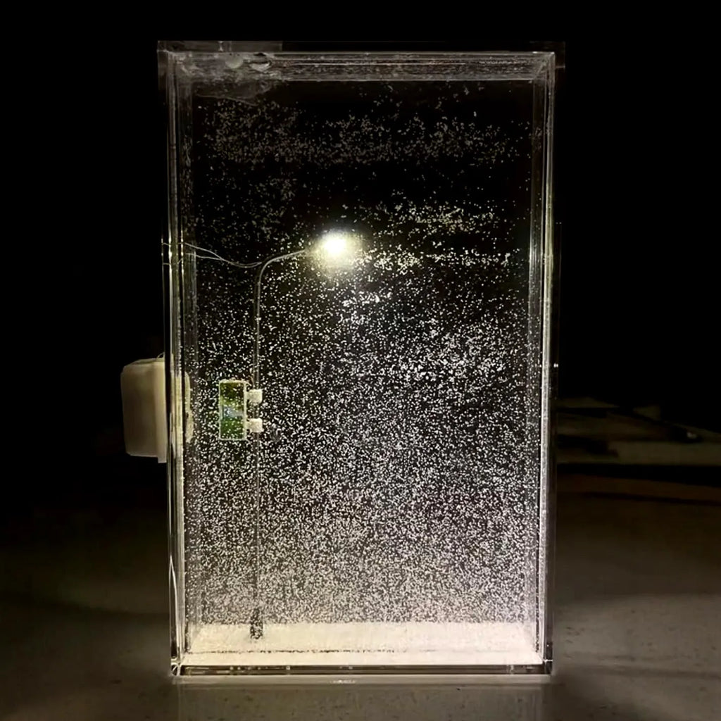 DIY snowy night light kit with LED Christmas street lights and flowing snow landscape scene