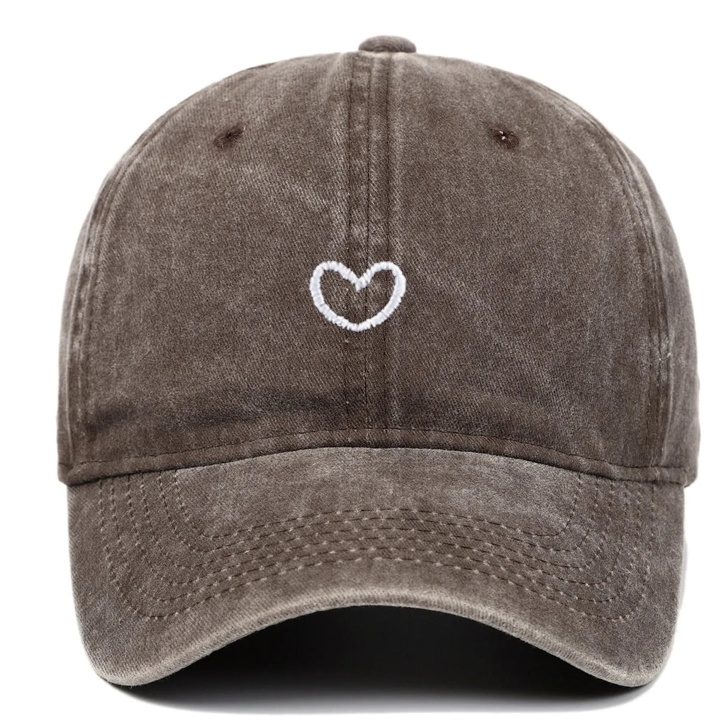Cotton embroidered adjustable dome cap in black with distressed finish