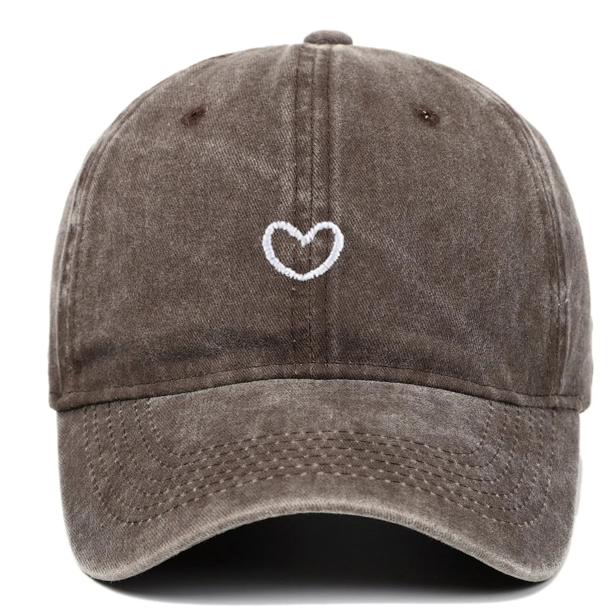 Cotton embroidered adjustable dome cap in black with distressed finish