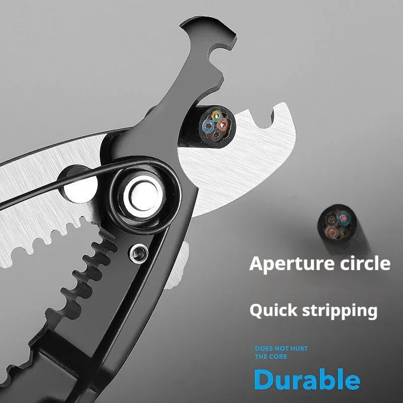 Fully automatic wire stripping pliers with high carbon steel blade in box mounted design