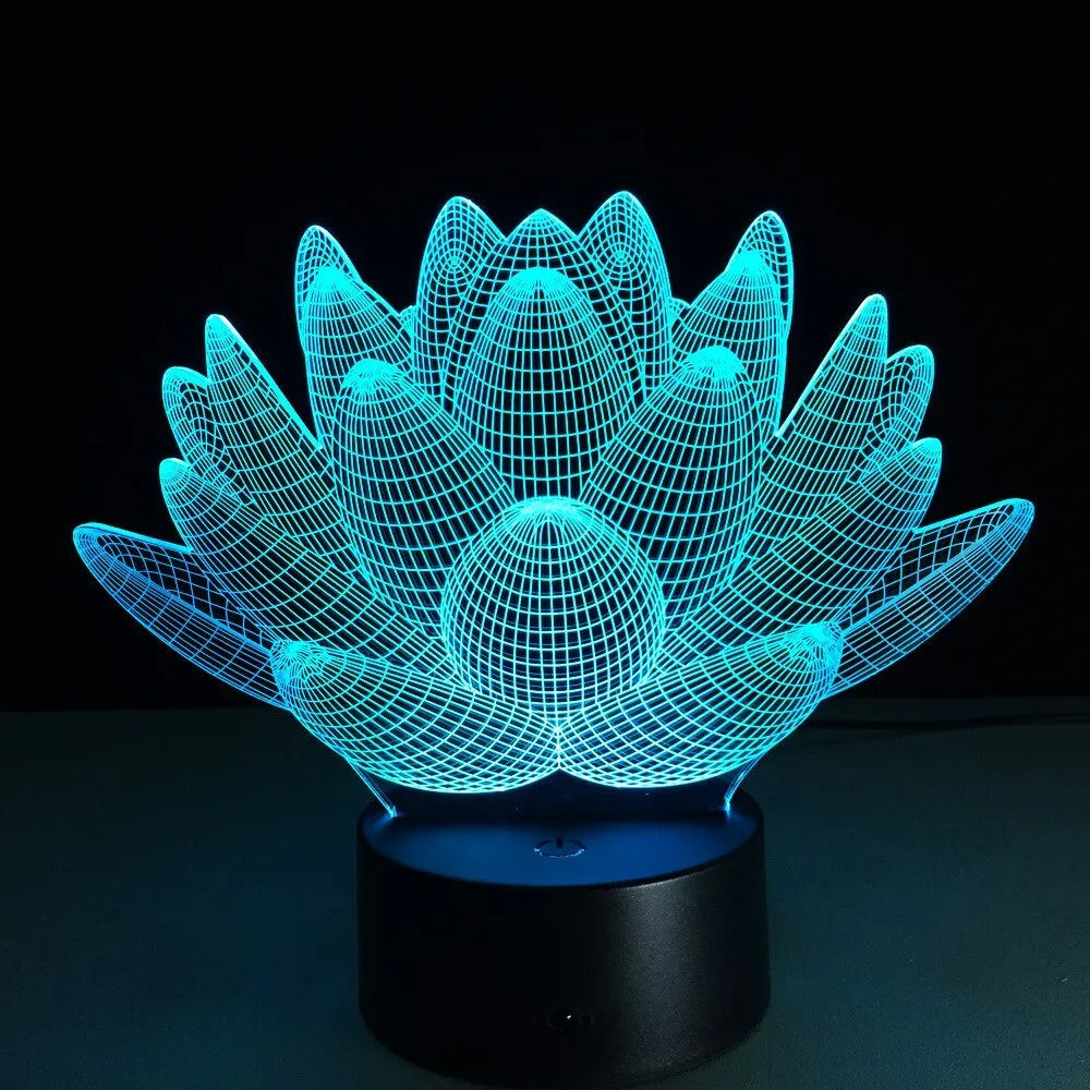 Modern lotus-shaped LED night light with acrylic shade and touch control