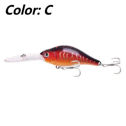10.5cm deep diving hard fishing lure with a long tongue board, shown in Colour A.