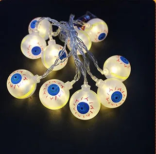 Halloween LED string lights with pumpkin ghost bat spider pendants on 1.2 metre battery-powered string