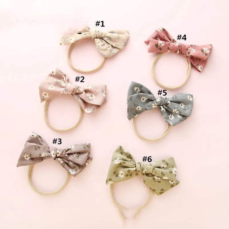 Children's knotted bow hair ring in cloth fabric with Snow White Princess printing